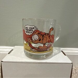 Garfield Odie Glass Mug Cup McDonald's Use Your Friends Wisely Vtg 1978